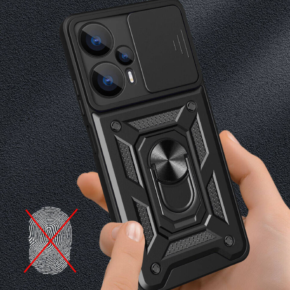 Xiaomi Poco F5 Kılıf Magnetik Standlı Kamera Korumalı HEPTEKİLETİŞİM Sürgülü Vega Kapak