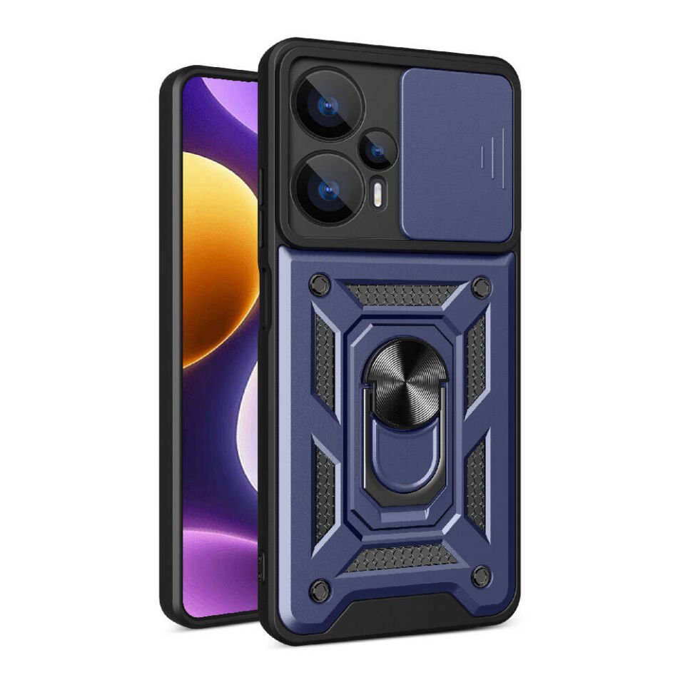 Xiaomi Poco F5 Kılıf Magnetik Standlı Kamera Korumalı HEPTEKİLETİŞİM Sürgülü Vega Kapak