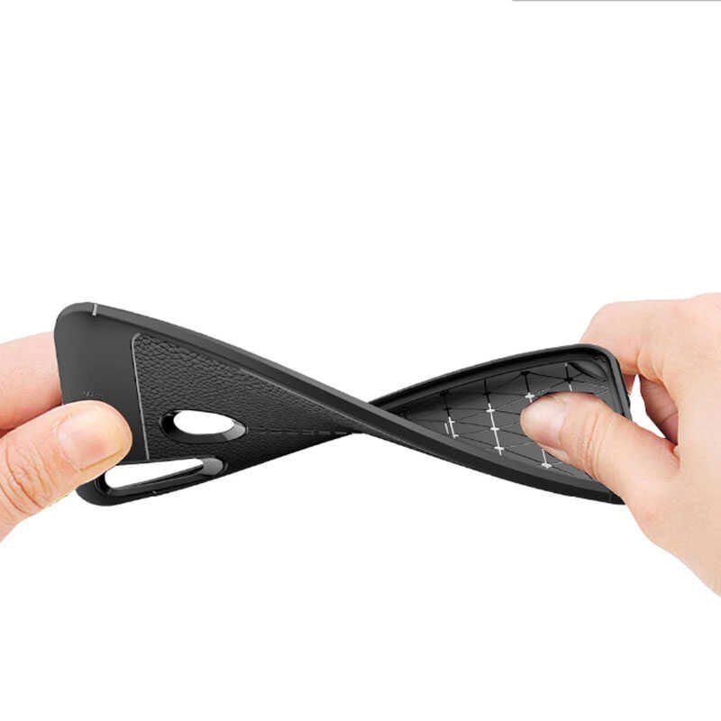 Huawei P Smart 2019 Kılıf Deri Görünümlü Renk Atmayan Dayanaklı Silikon Kapak (NİSS) Gri