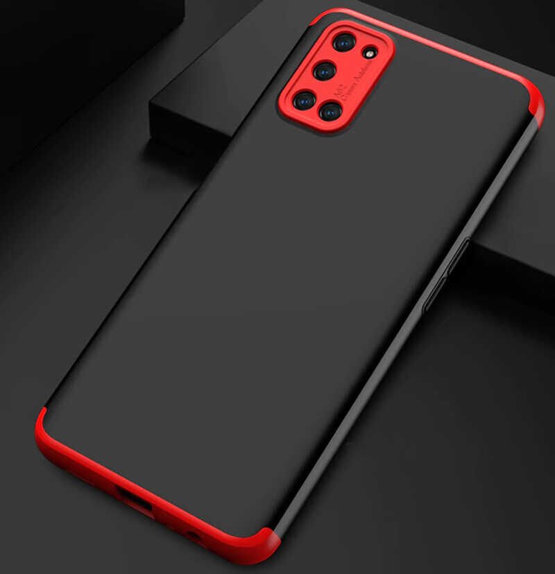 Oppo A52 Kılıf 360 Tam Koruma Ön Ve Arka Sert Mika Kapak Orjinal Ays Gkk Kapak Siyah-Mavi