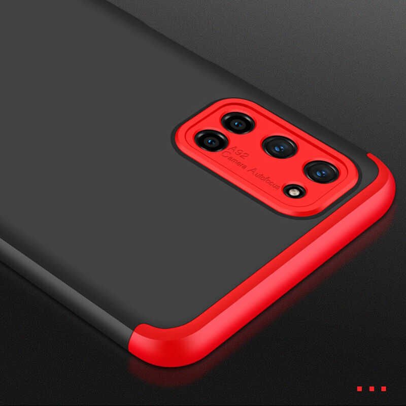 Oppo A52 Kılıf 360 Tam Koruma Ön Ve Arka Sert Mika Kapak Orjinal Ays Gkk Kapak Siyah-Mavi