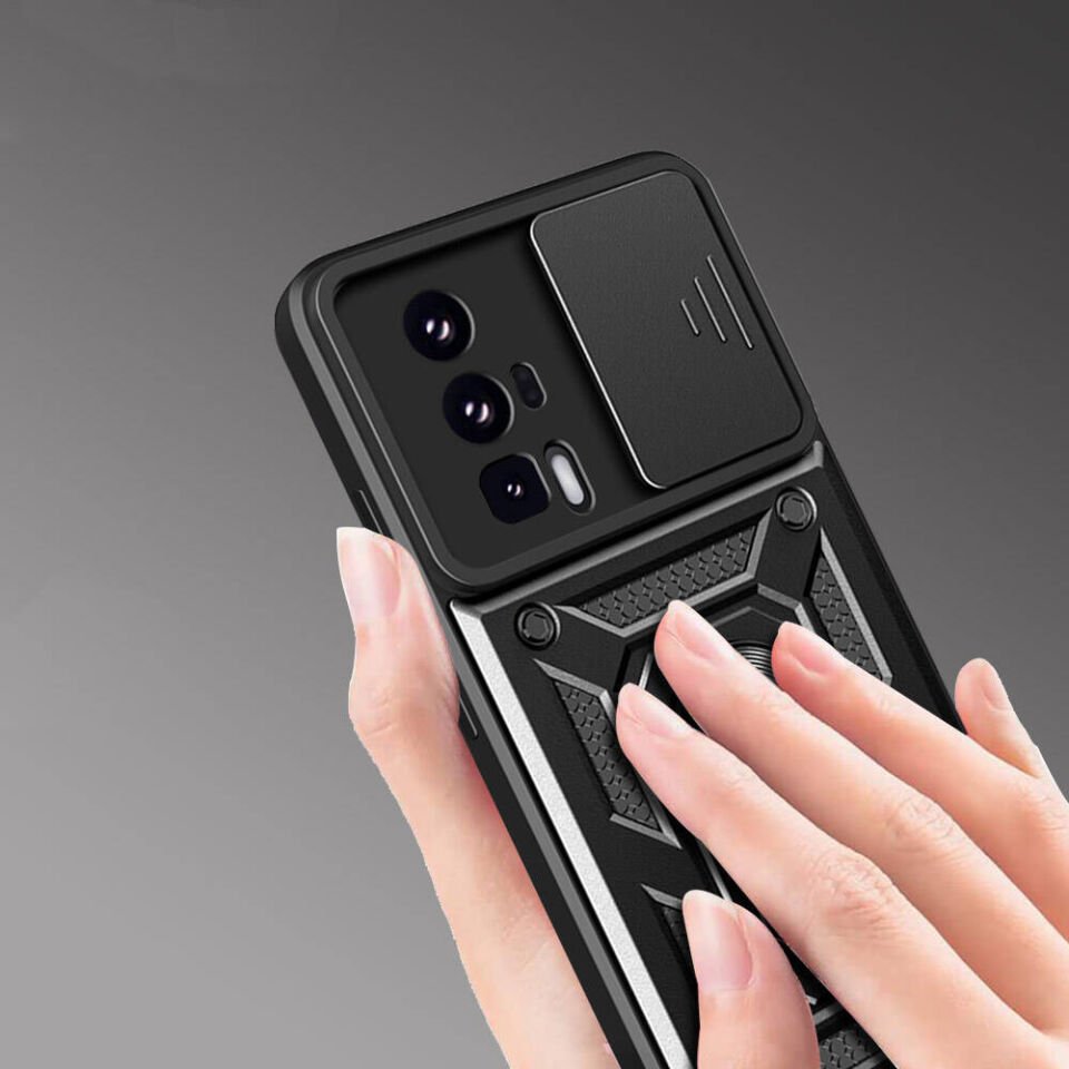 Xiaomi Poco F5 Pro Kılıf Magnetik Standlı Kamera Korumalı HEPTEKİLETİŞİM Sürgülü Vega Kapak