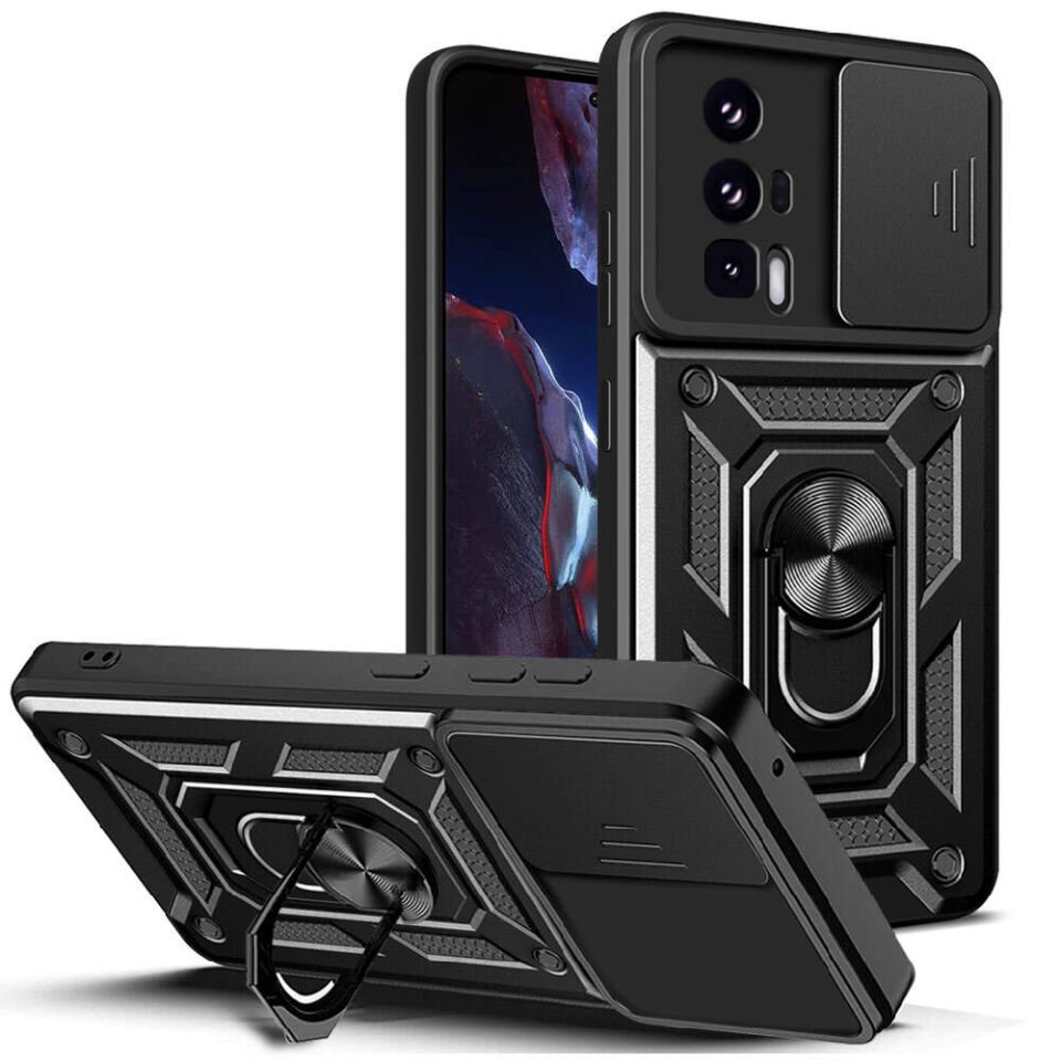 Xiaomi Poco F5 Pro Kılıf Magnetik Standlı Kamera Korumalı HEPTEKİLETİŞİM Sürgülü Vega Kapak
