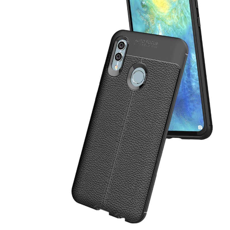 Huawei P Smart 2019 Kılıf Deri Görünümlü Renk Atmayan Dayanaklı Silikon Kapak (NİSS) Lacivert