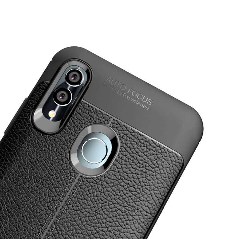 Huawei P Smart 2019 Kılıf Deri Görünümlü Renk Atmayan Dayanaklı Silikon Kapak (NİSS) Lacivert