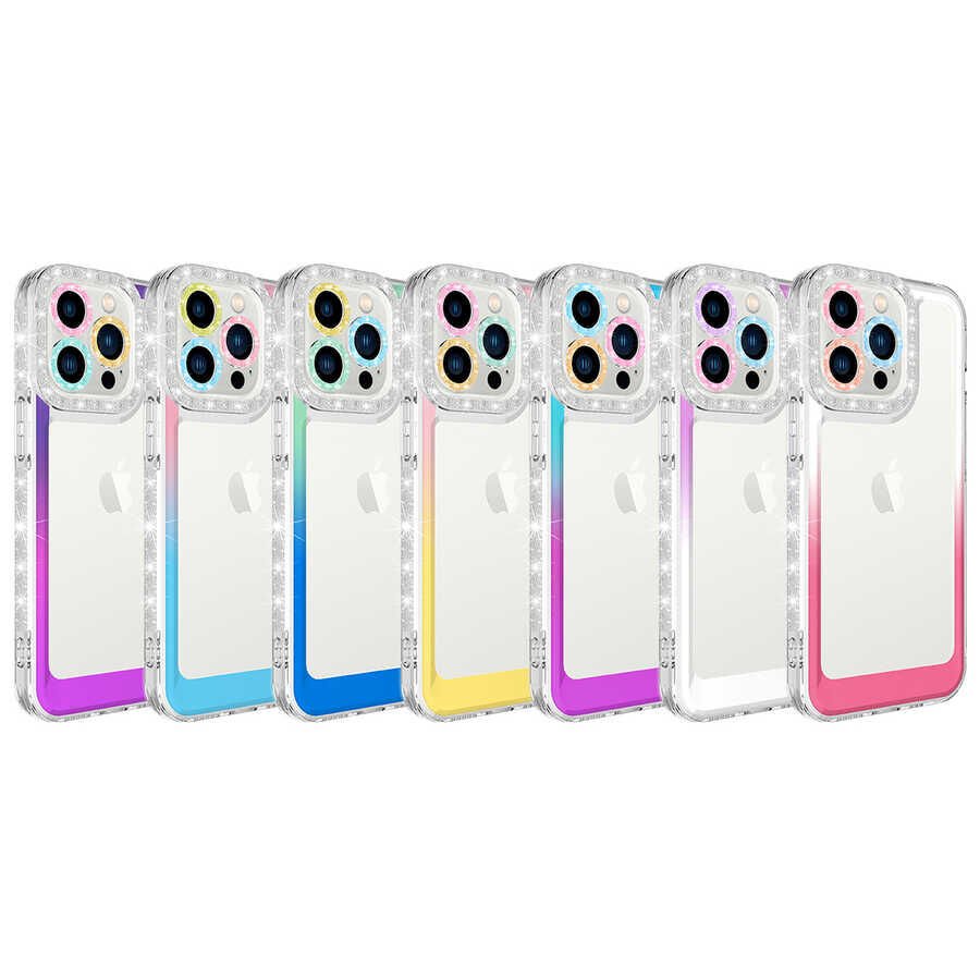 Apple iPhone 12 Pro Kılıf Simli ve Renk Geçiş Tasarımlı Lens Korumalı HEPTEKİLETİŞİM Park Kapak