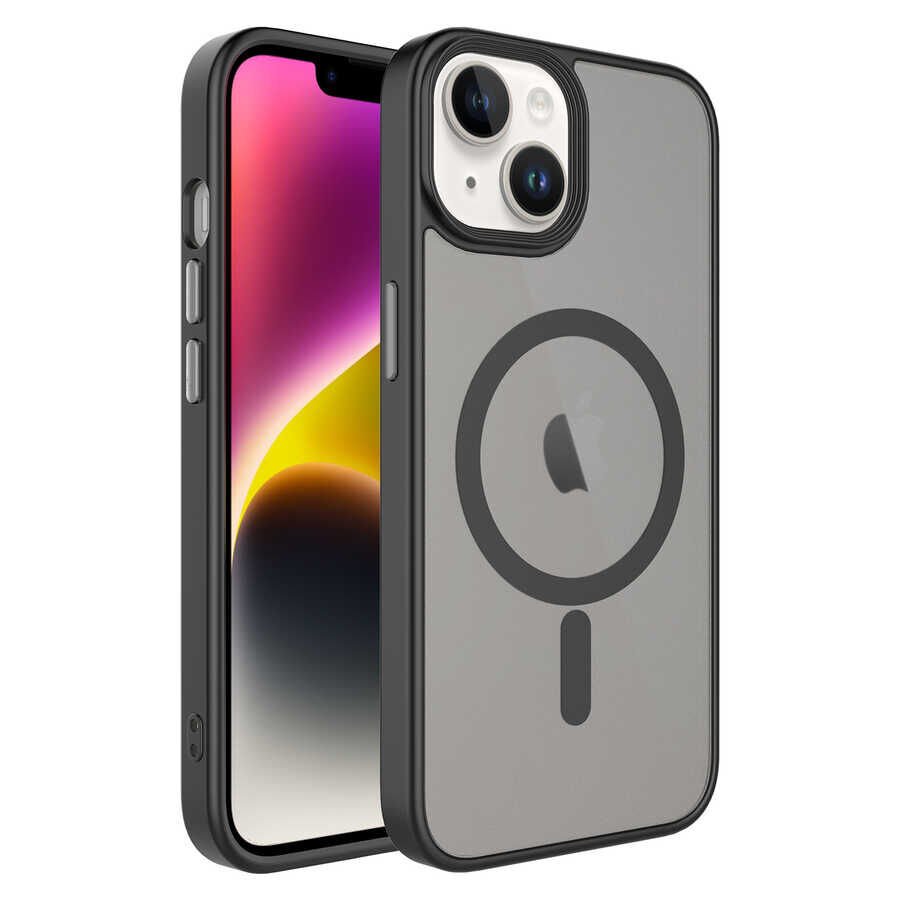 Apple iPhone 14 Kılıf Mat Arka Yüzey Wireless Şarj Özellikli HEPTEKİLETİŞİM Flet Magsafe Kapak