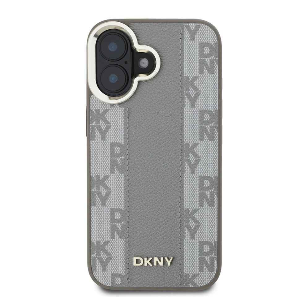 Apple iPhone 16 Kılıf DKNY Orjinal Lisanslı Magsafe Şarj Özellikli 3D Yazılı Checkered Pattern Kapak
