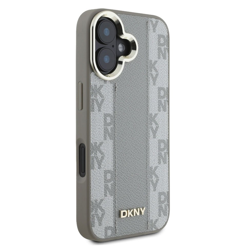 Apple iPhone 16 Kılıf DKNY Orjinal Lisanslı Magsafe Şarj Özellikli 3D Yazılı Checkered Pattern Kapak