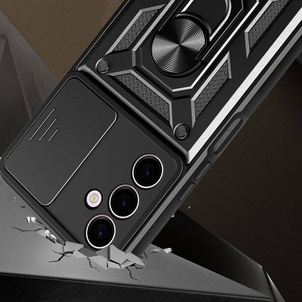 Samsung Galaxy A24 Kılıf Magnetik Standlı Kamera Korumalı HEPTEKİLETİŞİM Sürgülü Vega Kapak