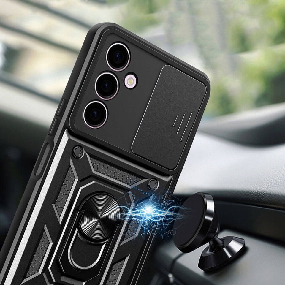 Samsung Galaxy A24 Kılıf Magnetik Standlı Kamera Korumalı HEPTEKİLETİŞİM Sürgülü Vega Kapak