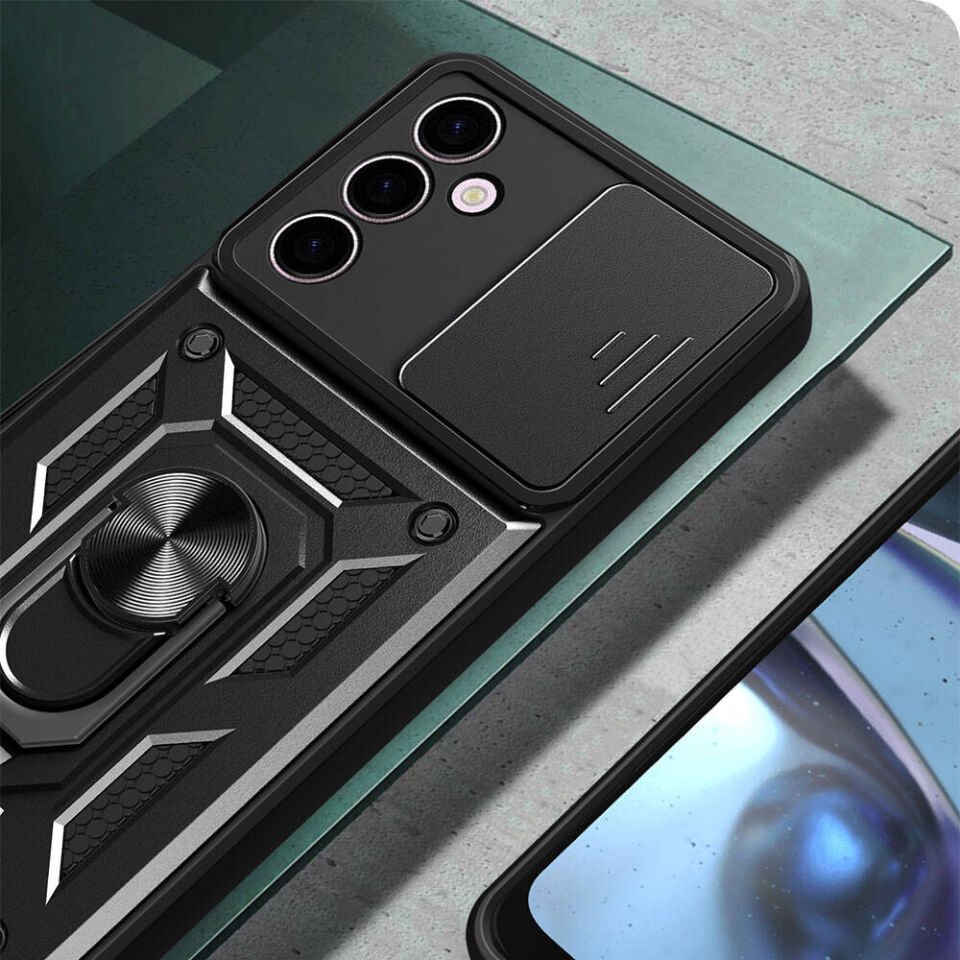 Samsung Galaxy A24 Kılıf Magnetik Standlı Kamera Korumalı HEPTEKİLETİŞİM Sürgülü Vega Kapak