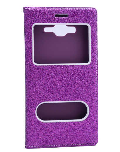Samsung Galaxy J2 Kapaklı Kılıf Simli Mıknatıslı Kapak (DOLCE-SİM) Pembe Açık