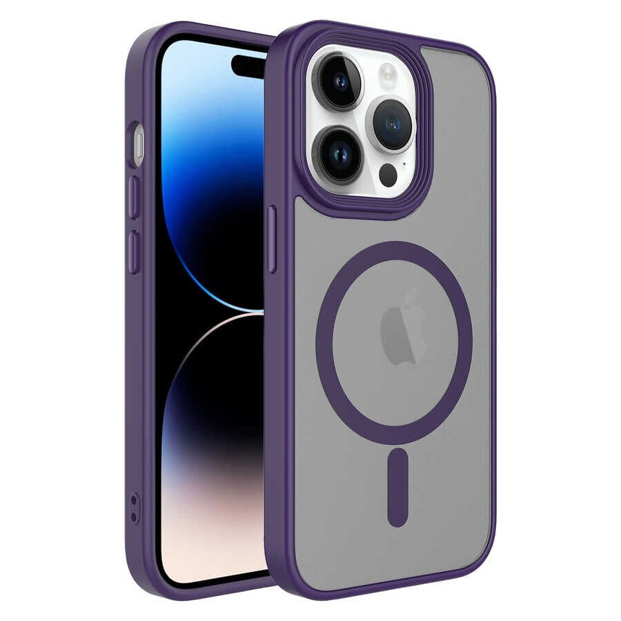 Apple iPhone 14 Pro Kılıf Mat Arka Yüzey Wireless Şarj Özellikli HEPTEKİLETİŞİM Flet Magsafe Kapak