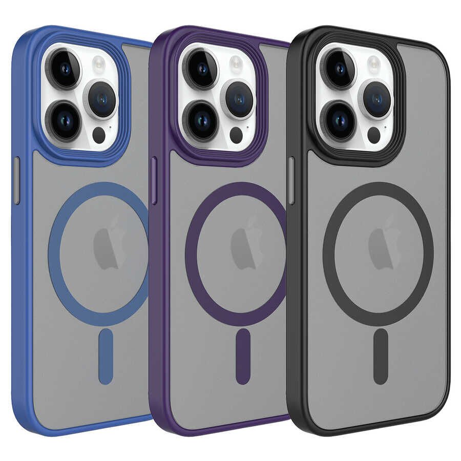 Apple iPhone 14 Pro Kılıf Mat Arka Yüzey Wireless Şarj Özellikli HEPTEKİLETİŞİM Flet Magsafe Kapak