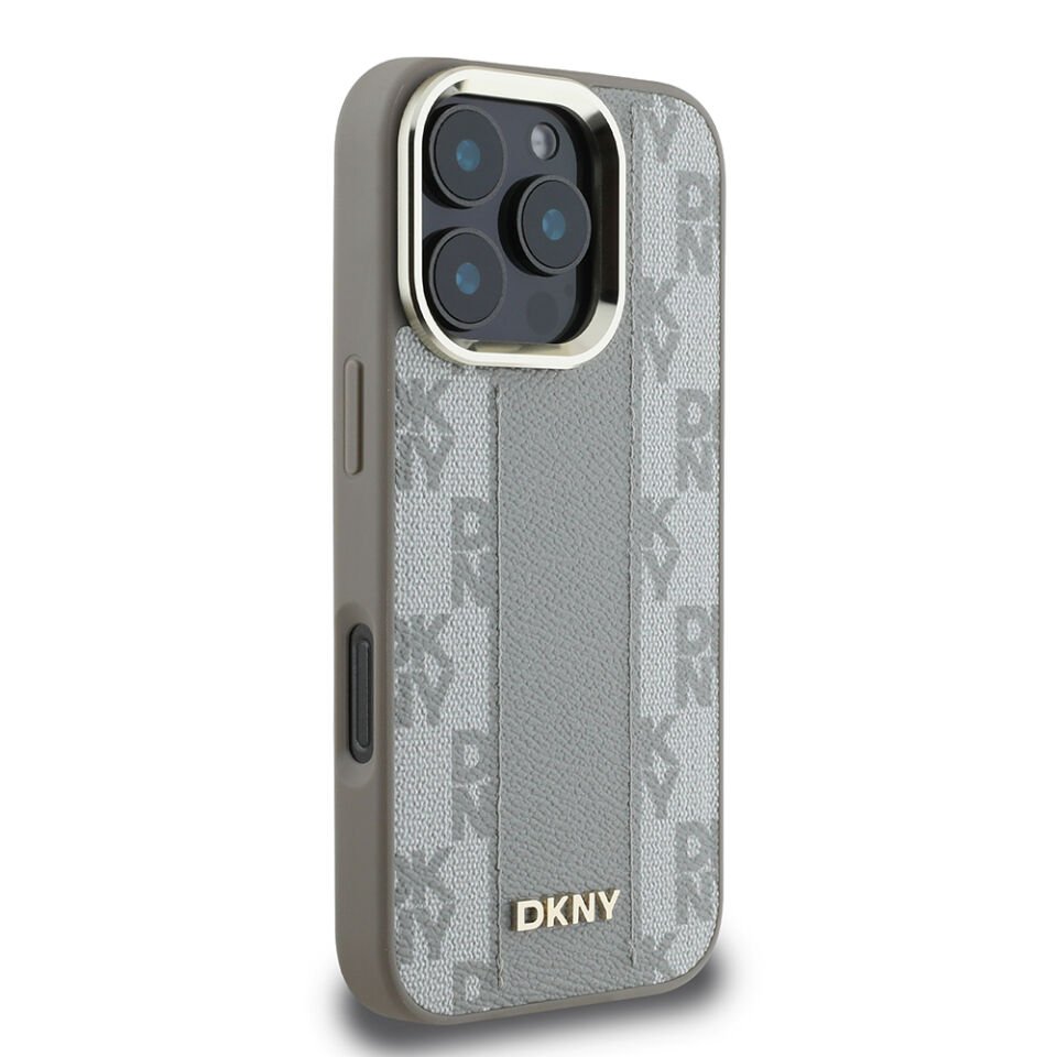 Apple iPhone 16 Pro Kılıf DKNY Orjinal Lisanslı Magsafe Şarj Özellikli 3D Yazılı Checkered Pattern Kapak