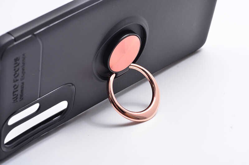 Huawei P30 Pro Kılıf Kamera Çıkıntılı Renkli Yüzüklü Standlı Mıknatıslı Kapak (RAVEL) Siyah-Kırmızı