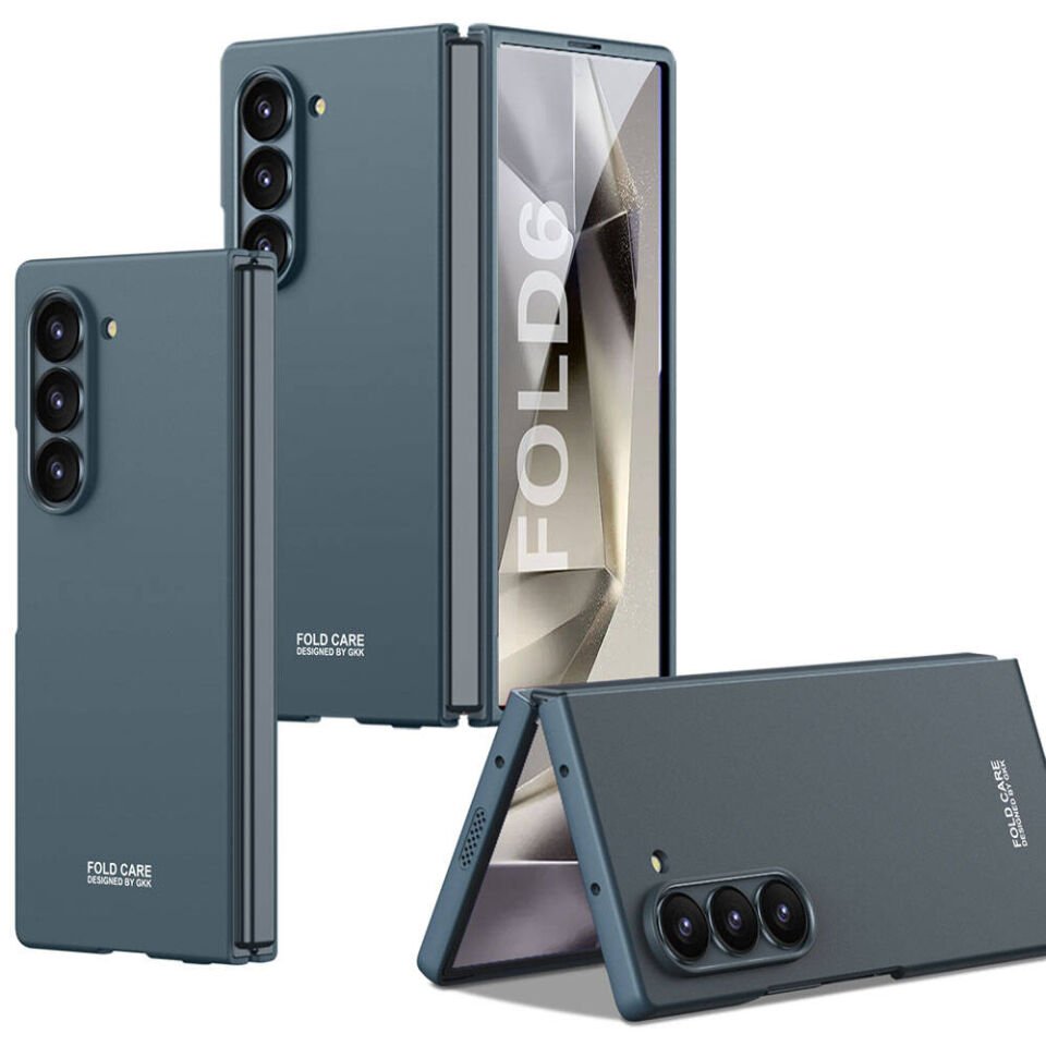 Samsung Galaxy Z Fold 6 Kılıf Sert Kıpta Mat Görünümlü Kapak Mavi