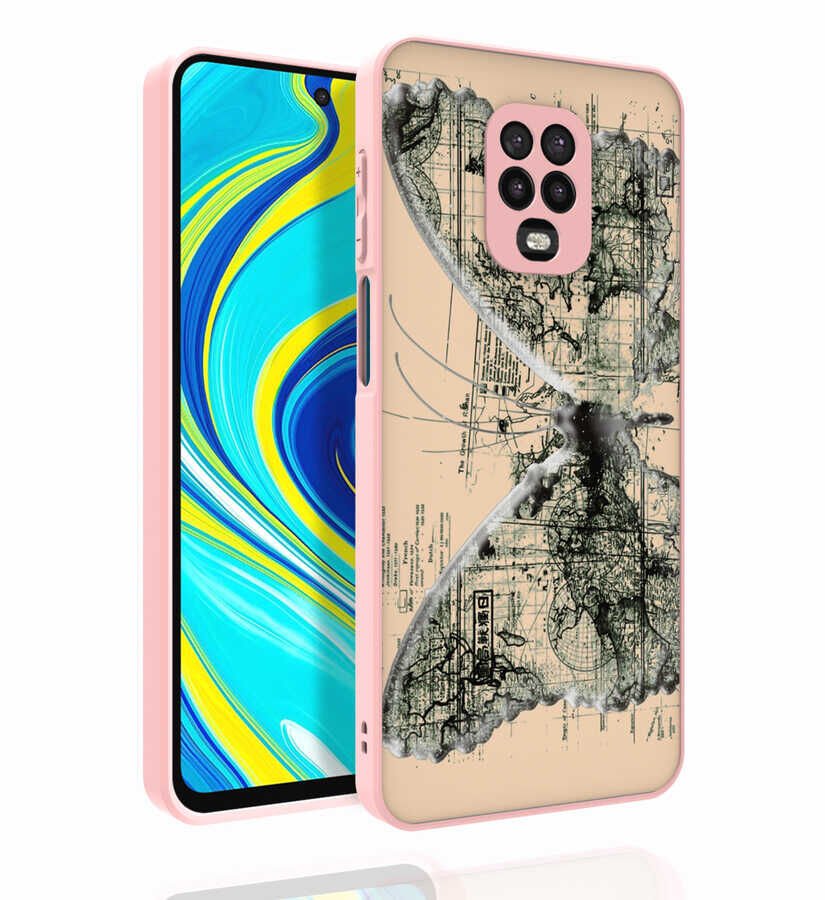 Xiaomi Redmi Note 9 Pro Kılıf Kabartmalı Kamera Korumalı Desenli Darbe Emici Renkli Kapak (Nora) NO4