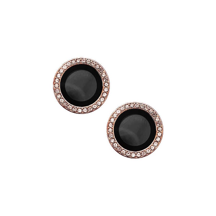 Apple iPhone 13 Mini Kamera Lens Koruyucu Renkli Taşlı Tasarım Kolay Takma Aparatlı (CL-06) Rose Gold