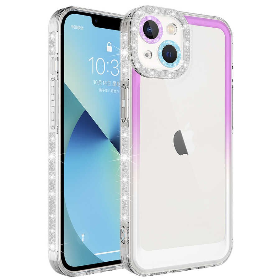 Apple iPhone 14 Plus Kılıf Simli ve Renk Geçiş Tasarımlı Lens Korumalı HEPTEKİLETİŞİM Park Kapak