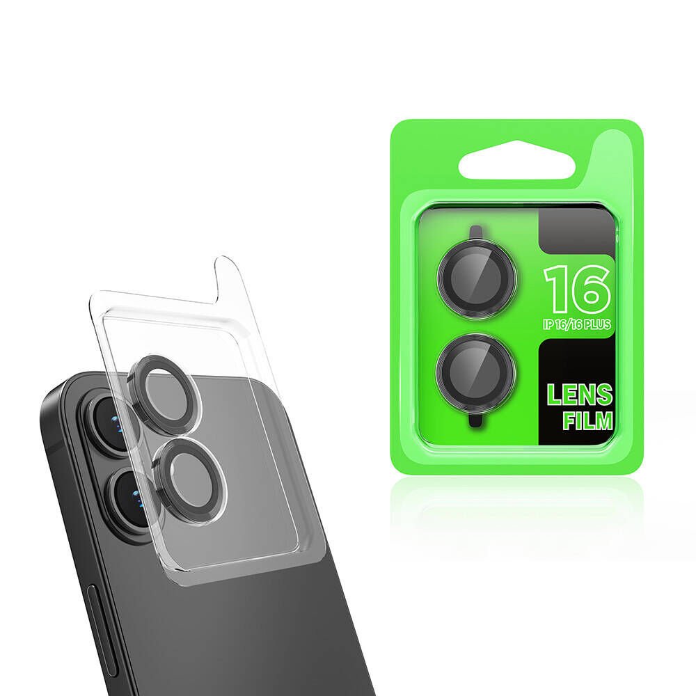 Apple iPhone 16 Plus Kamera Lens Koruyucu Renkli Tasarım Kolay Takma Aparatlı (CL-07) Siyah