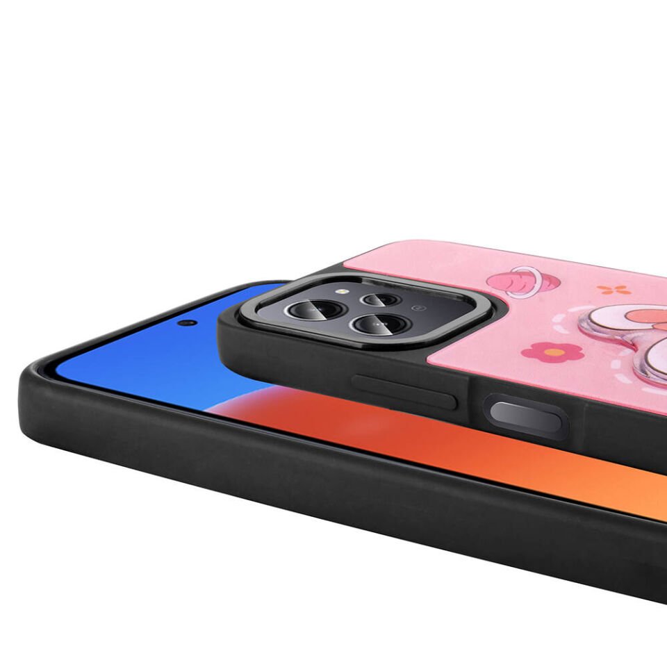 Xiaomi Redmi 12 4G Kılıf Parlayan Kabartmalı İkonik Figürlü Silikon Kapak (Amas) Siyah