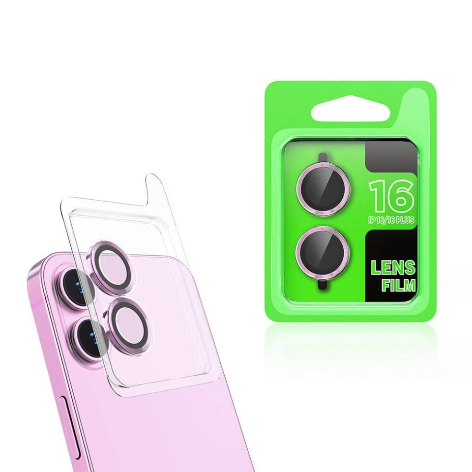 Apple iPhone 16 Plus Kamera Lens Koruyucu Renkli Tasarım Kolay Takma Aparatlı (CL-07) Pembe