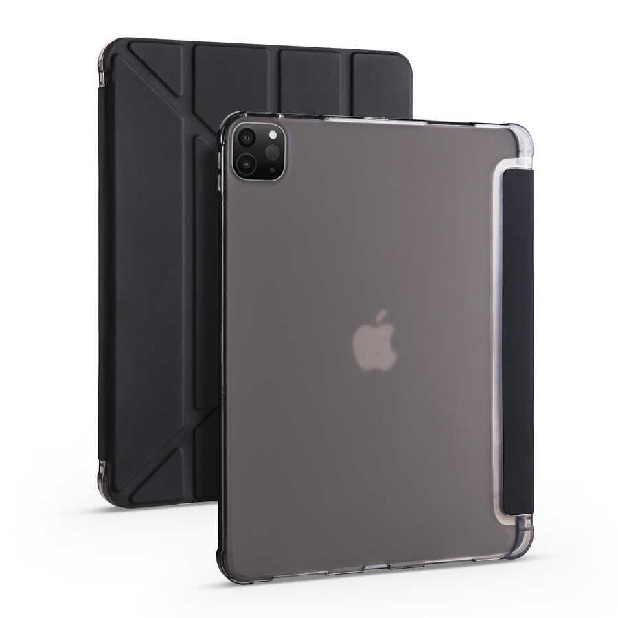 Apple iPad Pro 12.9 2020 (4.Nesil) Kılıf HEPTEKİLETİŞİM Tri Folding Kalem Bölmeli Standlı Kılıf