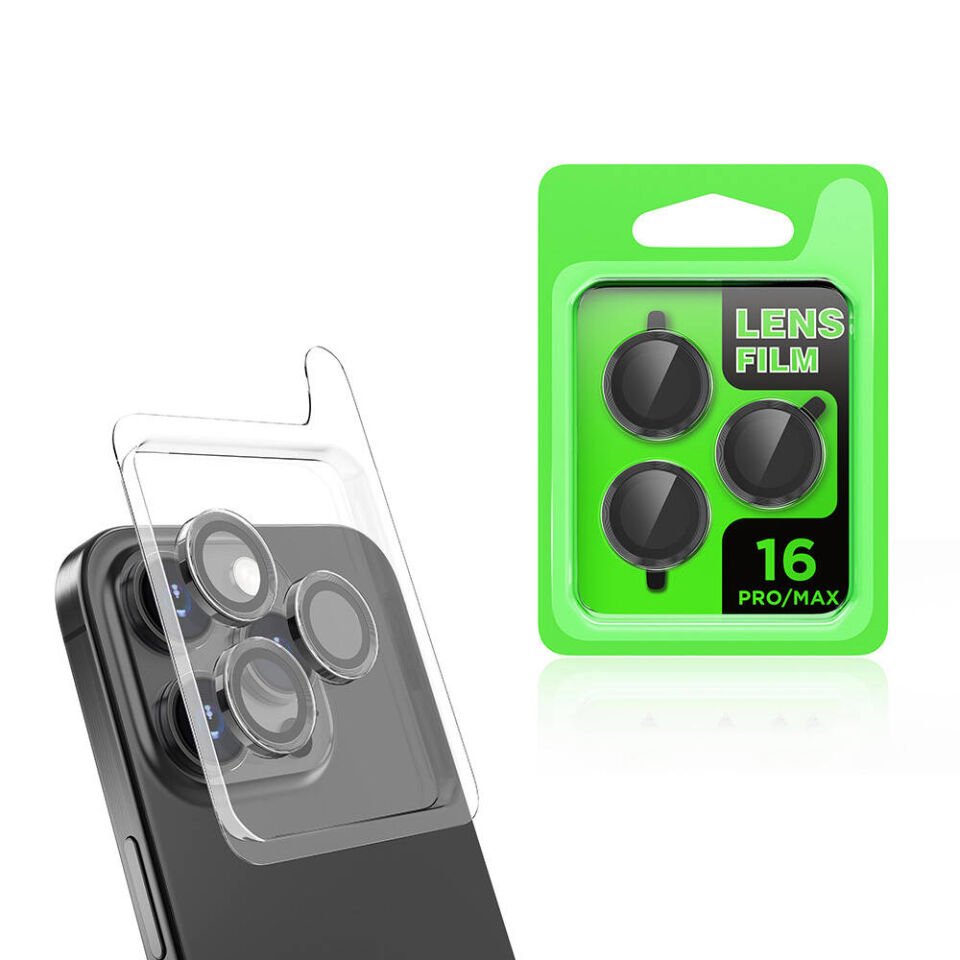 Apple iPhone 16 Pro Kamera Lens Koruyucu Renkli Tasarım Kolay Takma Aparatlı (CL-07) Siyah