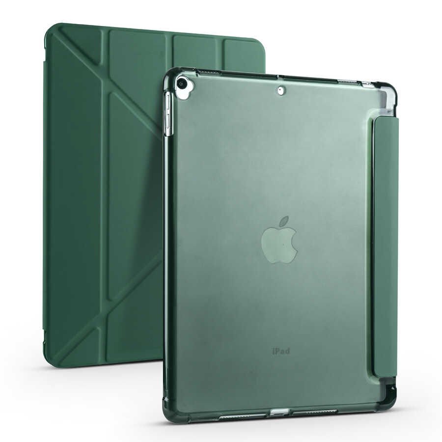 Apple iPad 10.2 (8.Nesil) Kılıf HEPTEKİLETİŞİM Tri Folding Kalem Bölmeli Standlı Kılıf