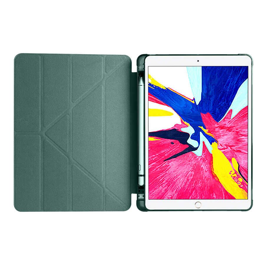 Apple iPad 10.2 (8.Nesil) Kılıf HEPTEKİLETİŞİM Tri Folding Kalem Bölmeli Standlı Kılıf