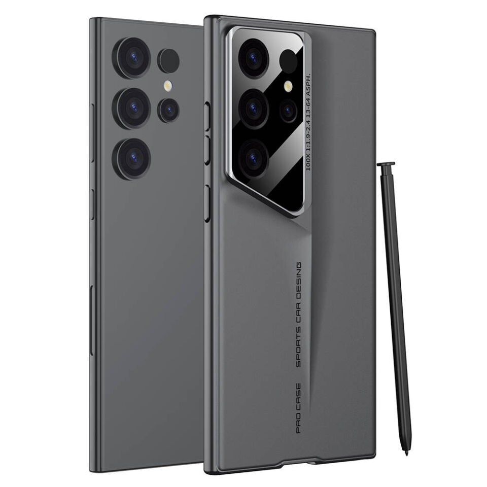 Samsung Galaxy S23 Ultra Kılıf Ultra İnce Kamera Korumalı Sert Rubber Kapak (Procase) Gri