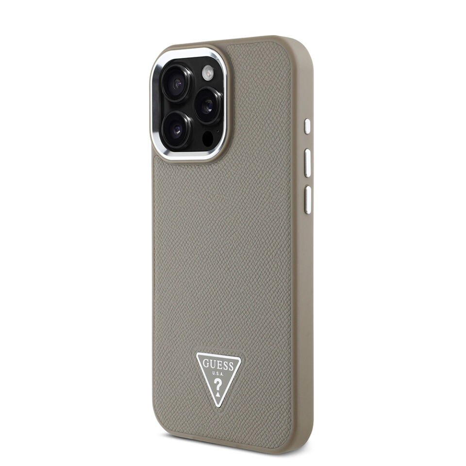 Apple iPhone 16 Pro Max Kılıf Guess Orjinal Lisanslı Magsafe Şarj Özellikli Grained Triangle Kapak