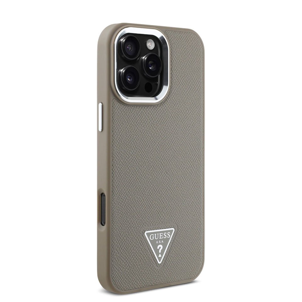 Apple iPhone 16 Pro Max Kılıf Guess Orjinal Lisanslı Magsafe Şarj Özellikli Grained Triangle Kapak