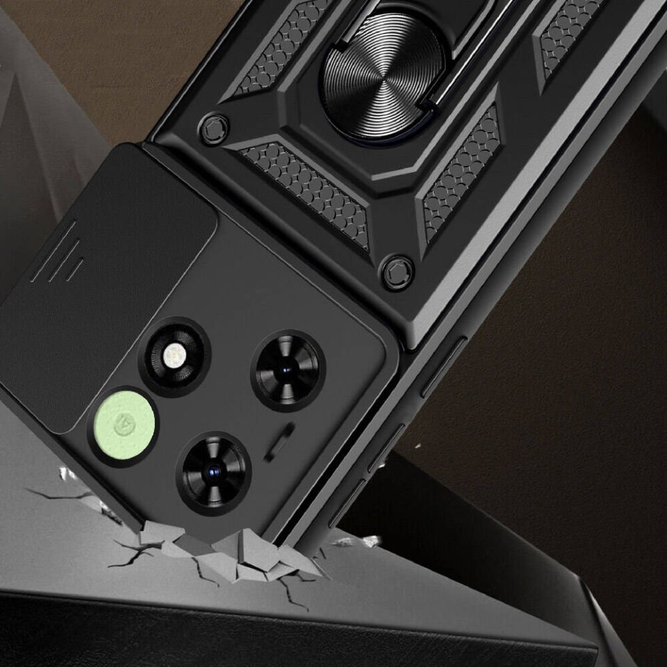 Tecno Spark 20 Kılıf Magnetik Standlı Kamera Korumalı HEPTEKİLETİŞİM Sürgülü Vega Kapak