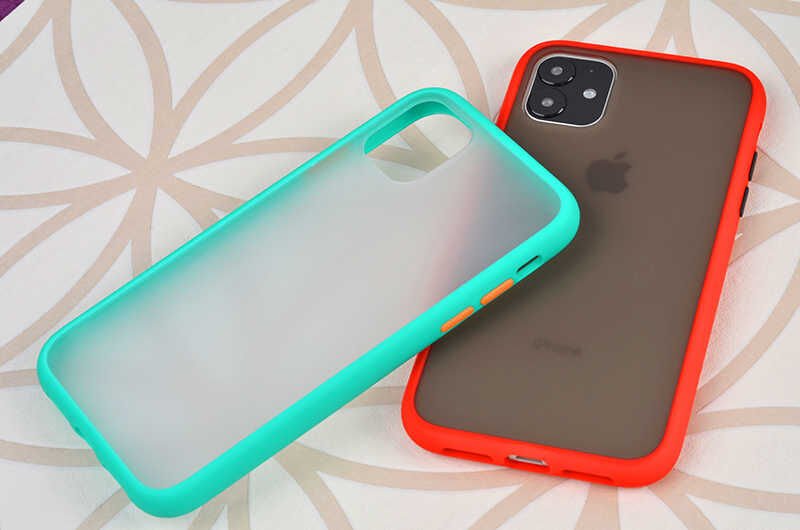Apple iPhone 11 Kılıf Mat Parmak İzi Yapmaz Renkli Tuşlu Sert Silikon Kapak (fri) Koyu Yeşil
