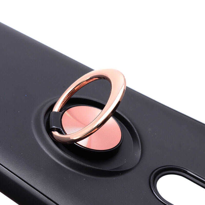 Oppo RX17 Pro Kılıf Kamera Çıkıntılı Renkli Yüzüklü Standlı Mıknatıslı Kapak (RAVEL) Siyah-Kırmızı