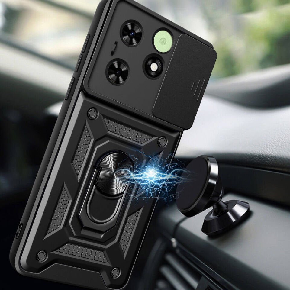 Tecno Spark 20C Kılıf Magnetik Standlı Kamera Korumalı HEPTEKİLETİŞİM Sürgülü Vega Kapak