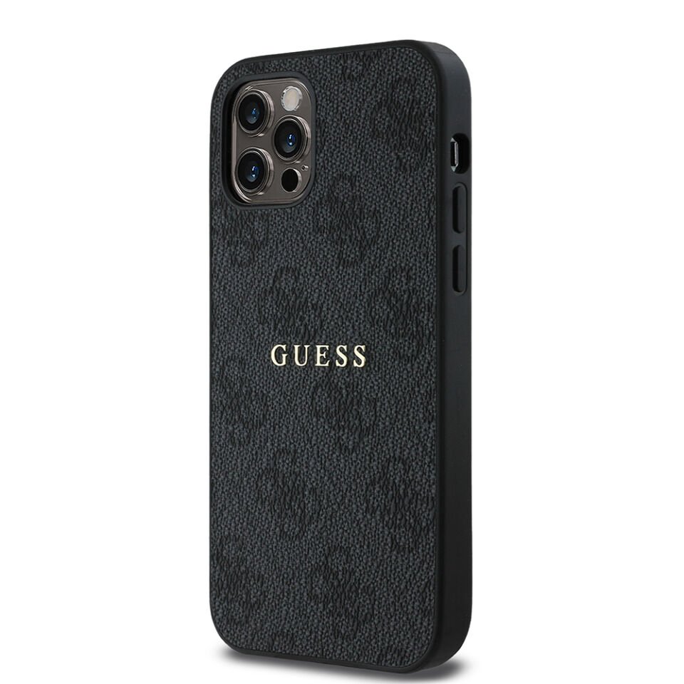 Apple iPhone 12 Pro Kılıf Guess Orjinal Lisanslı Magsafe Şarj Özellikli 4G Desen Yazı Logolu Kapak