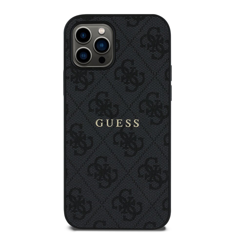 Apple iPhone 12 Pro Kılıf Guess Orjinal Lisanslı Magsafe Şarj Özellikli 4G Desen Yazı Logolu Kapak
