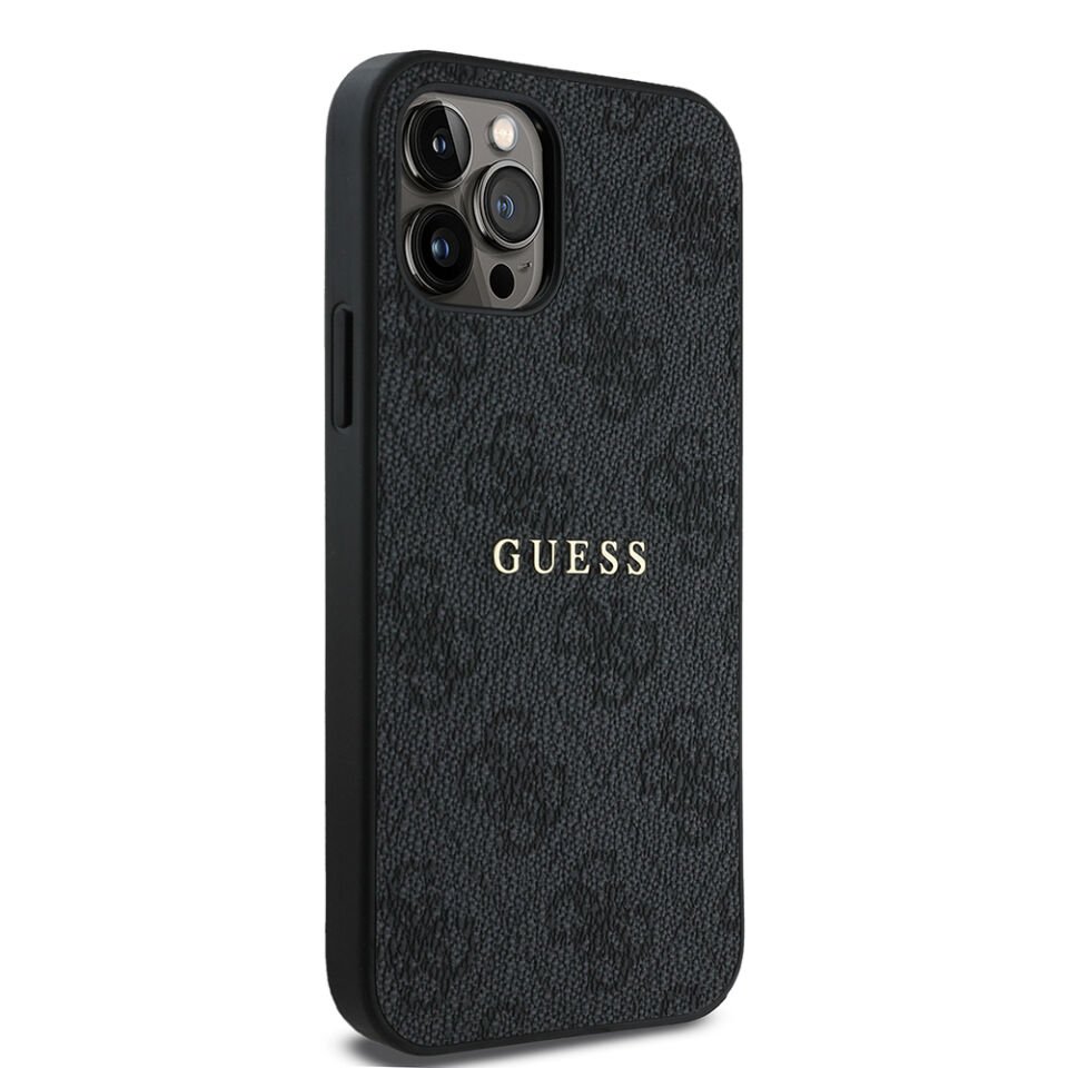 Apple iPhone 12 Pro Kılıf Guess Orjinal Lisanslı Magsafe Şarj Özellikli 4G Desen Yazı Logolu Kapak