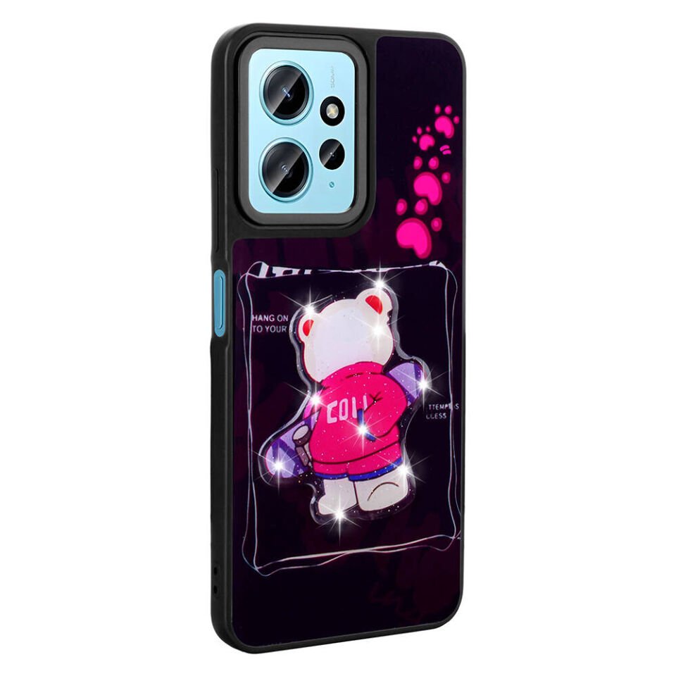 Xiaomi Redmi Note 12 4G Kılıf Parlayan Kabartmalı İkonik Figürlü Silikon Kapak (Amas) Beyaz
