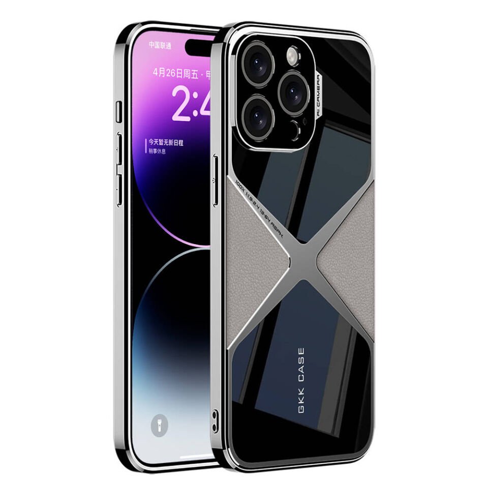 Apple iPhone 15 Pro Kılıf Ultra İnce Kamera Korumalı PC + Deri Arka Yüzey Kapak (X-Pro) Siyah