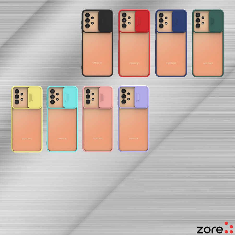 Samsung Galaxy A33 5G Kılıf Slayt Sürgülü Kamera Korumalı Renkli Silikon Kapak Pembe Açık