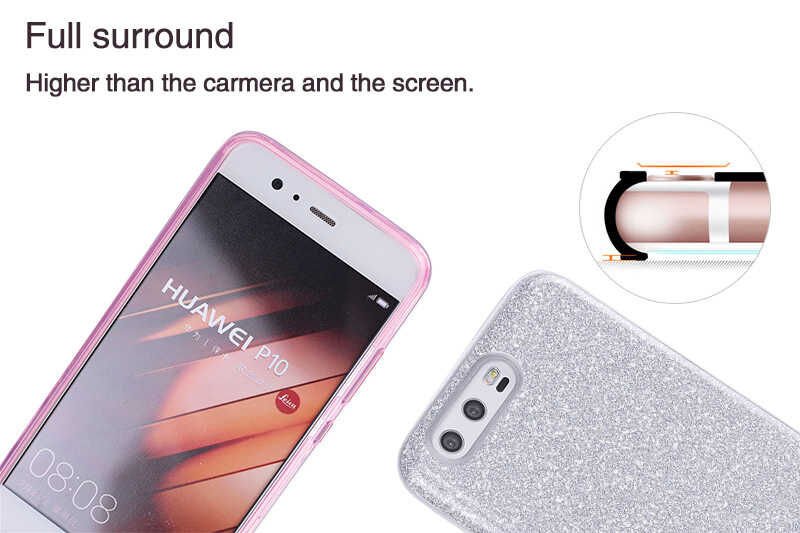 Huawei P10 Plus Kılıf Renkli Parıltılı Simli Işıltılı Silikon Kapak (SHİNİNG) Gümüş