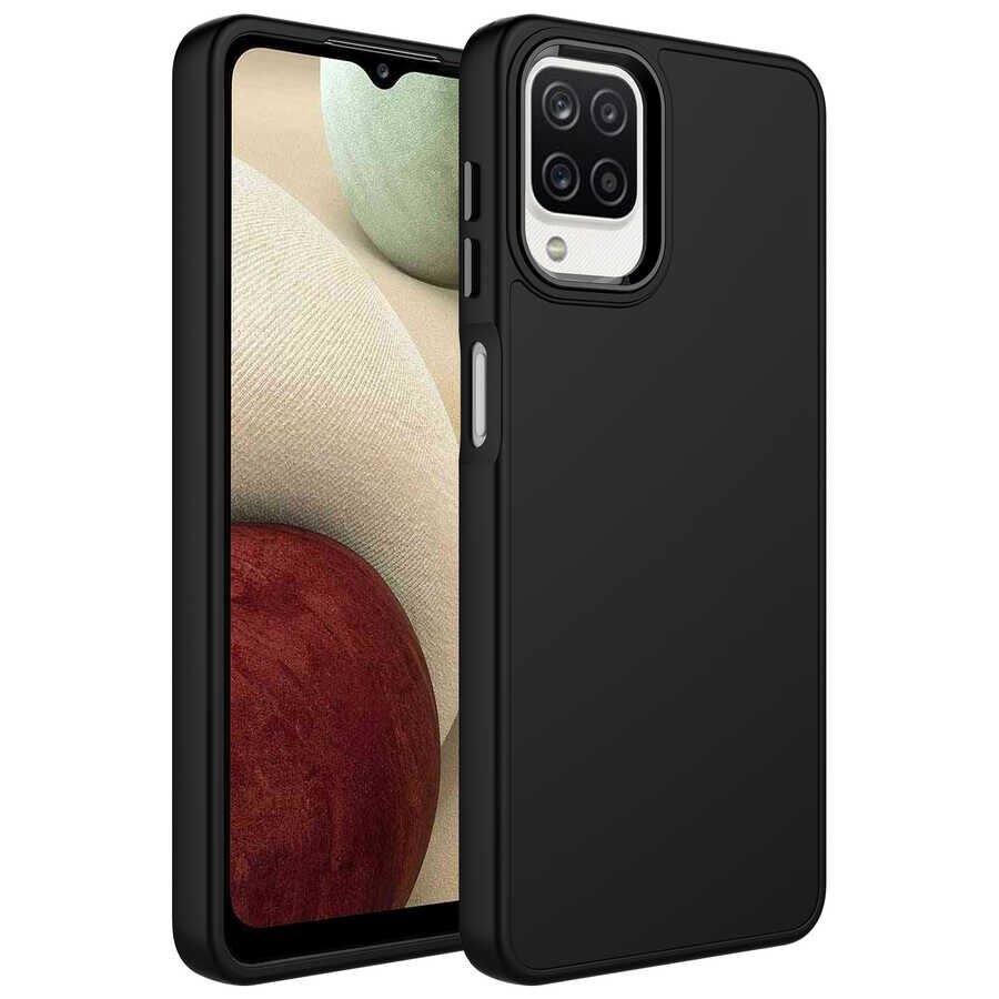 Samsung Galaxy M22 Kılıf Metal Çerçeveli Hassas Butonlu Renkli İçi Kadife Lansman Kapak (LUNA) Lavendery Gray