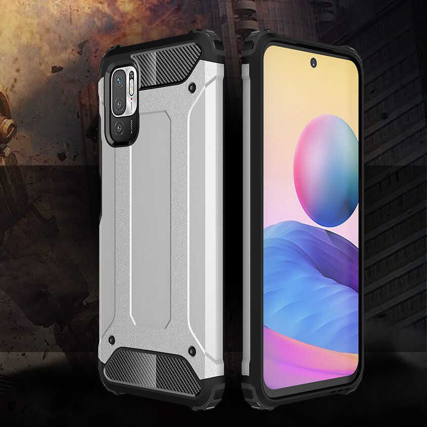 Xiaomi Poco M3 Pro Kılıf Armor Köşe Korumalı Çift Katman Tank Zırh Kapak (CRASH) Rose Gold