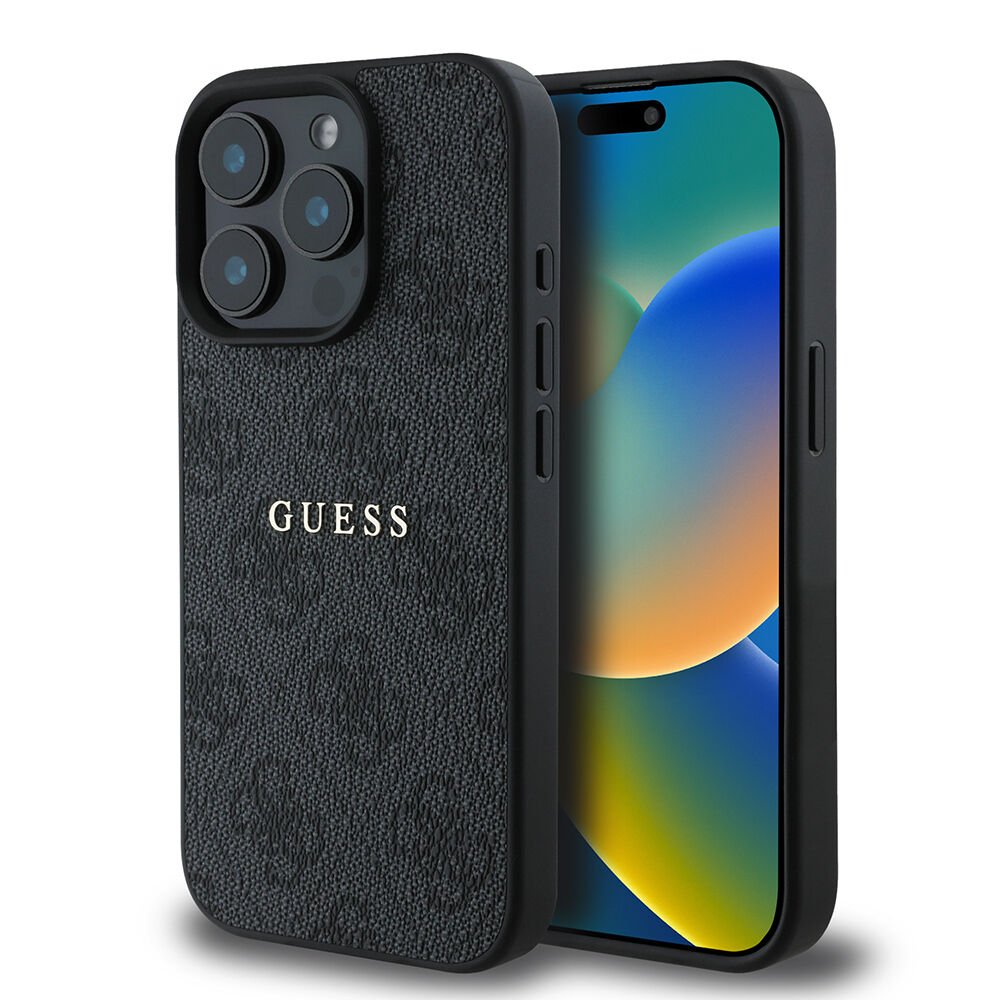 Apple iPhone 15 Pro Kılıf Guess Orjinal Lisanslı Magsafe Şarj Özellikli 4G Desen Yazı Logolu Kapak