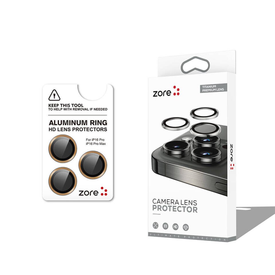 Apple iPhone 16 Pro Safir Kamera Lens Koruyucu (KOLAY TAKMA APARATLI) CL-12 Titanyum-Gri